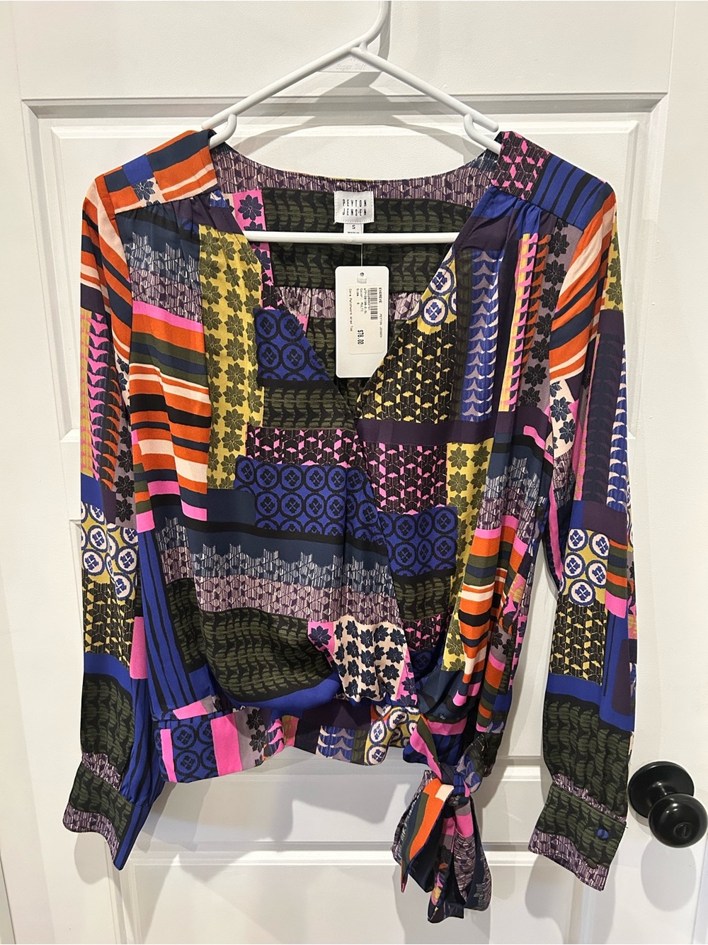 Peyton Jensen Multicolor Printed Tie-Hem Blouse NWT S